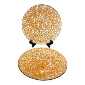 Stangl Town and Country Salad Plates, Set of 2 Vintage Orange Sponge Pattern